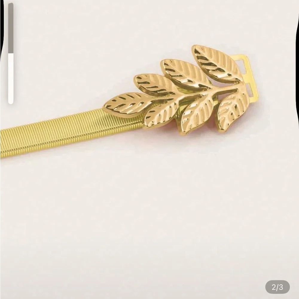 Elegant Gold Leaf‎ Buckle Skinny Belt